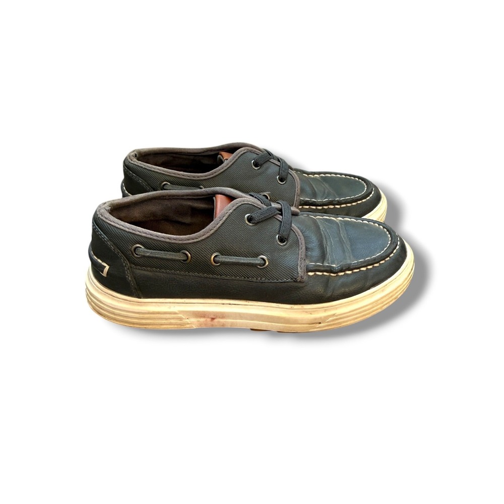 Nordstrom Noethan Boat Shoes Boys Size 13 Black Gray Lace Up Moc Toe Casual
